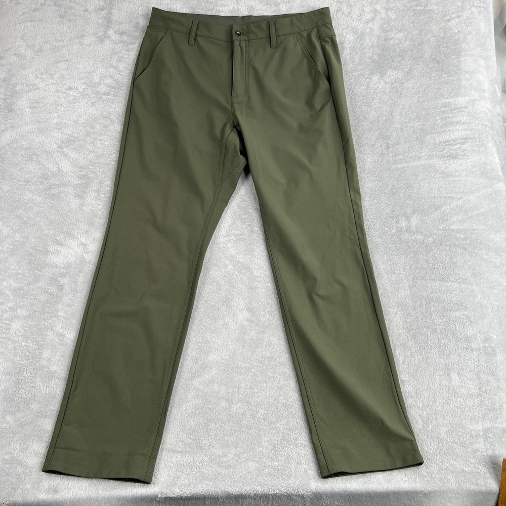 BYLT Everyday Pant L Olive Green Men Technical Performance Stretch Chino 35x30